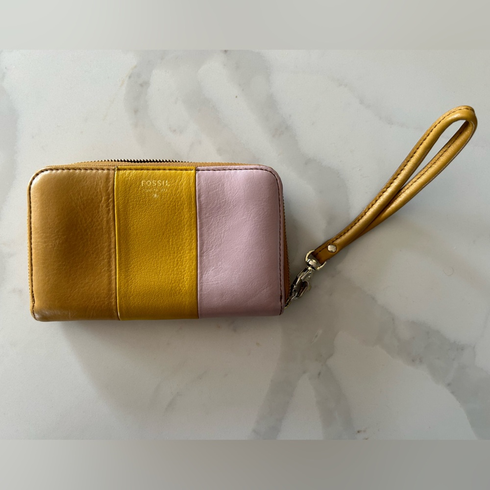 Fossil Leather Patchwork Zip Wallet